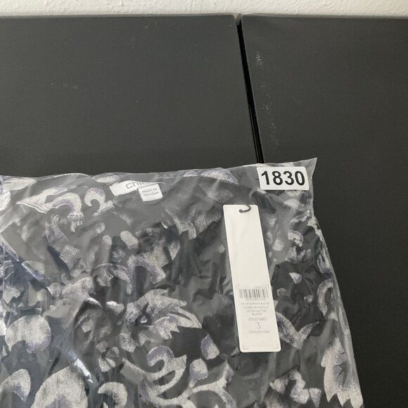 Chico's Top Women 3 (XL) Dark Floral Velvet Burnout Long Sleeve Button Up Blouse - Picture 12 of 12